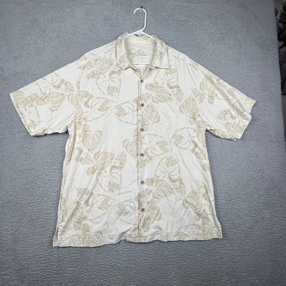 Tommy Bahama Other - Tommy Bahama Mens Silk Island Floral Short Sleeve Button Up Shirt XL Cream Tan